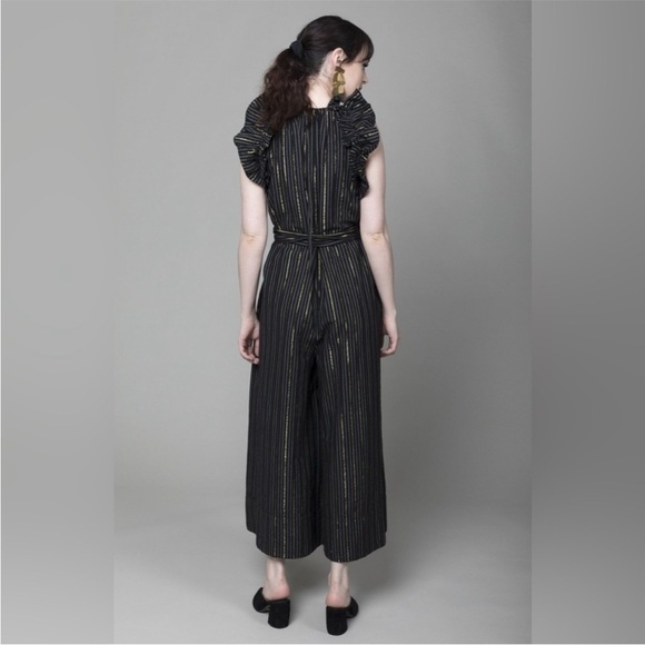 Ulla Johnson Jumpsuit Simka Wide Leg in Midnight Stripe Gold Metallic - Picture 5 of 13